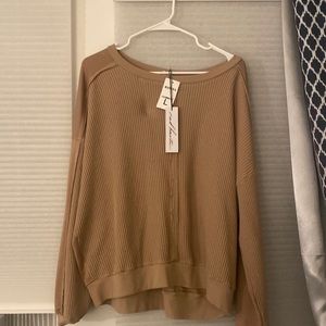 Red haute tan waffle knit